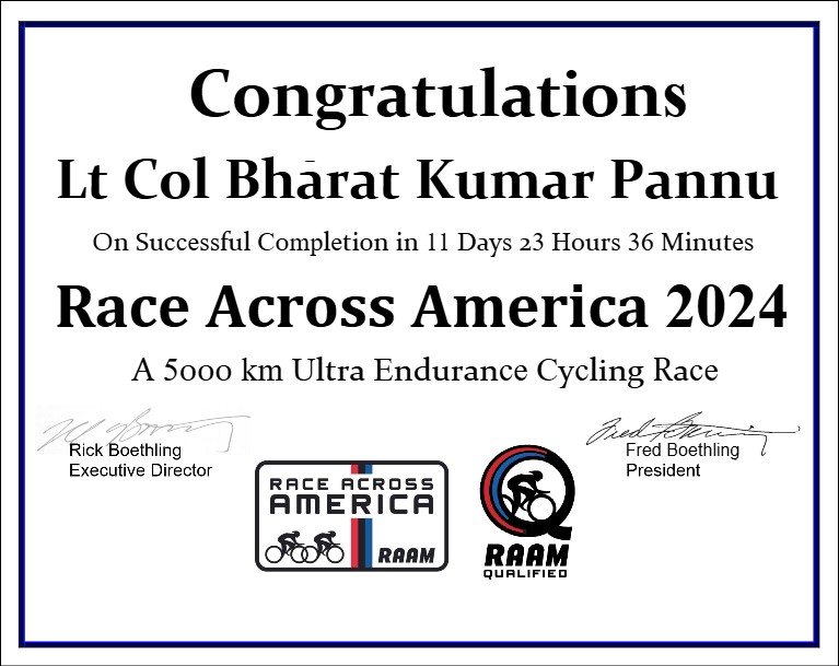 RAAM 2024 official finisher certificate