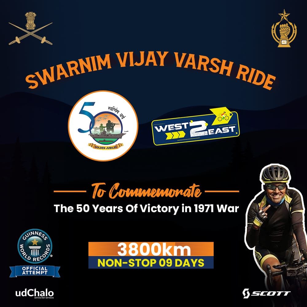 Swarnim Vijay Varsh West to East ride poster
