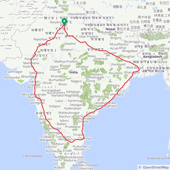 Golden Quadrilateral 2020 route map