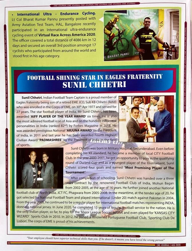 Magazine feature — alongside footballer Sunil Chhetri